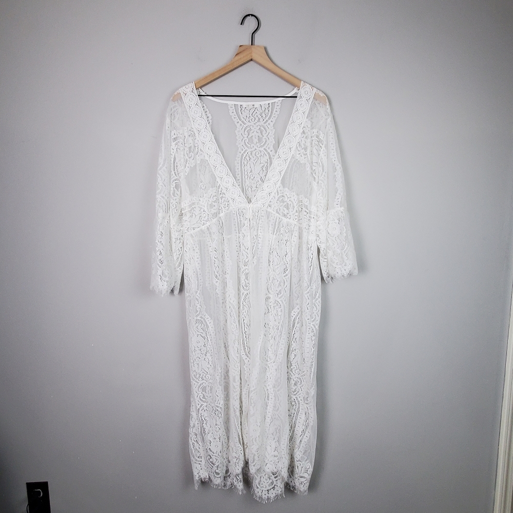 Maurices White Lace Kimono Cardigan - Picture 2 of 7